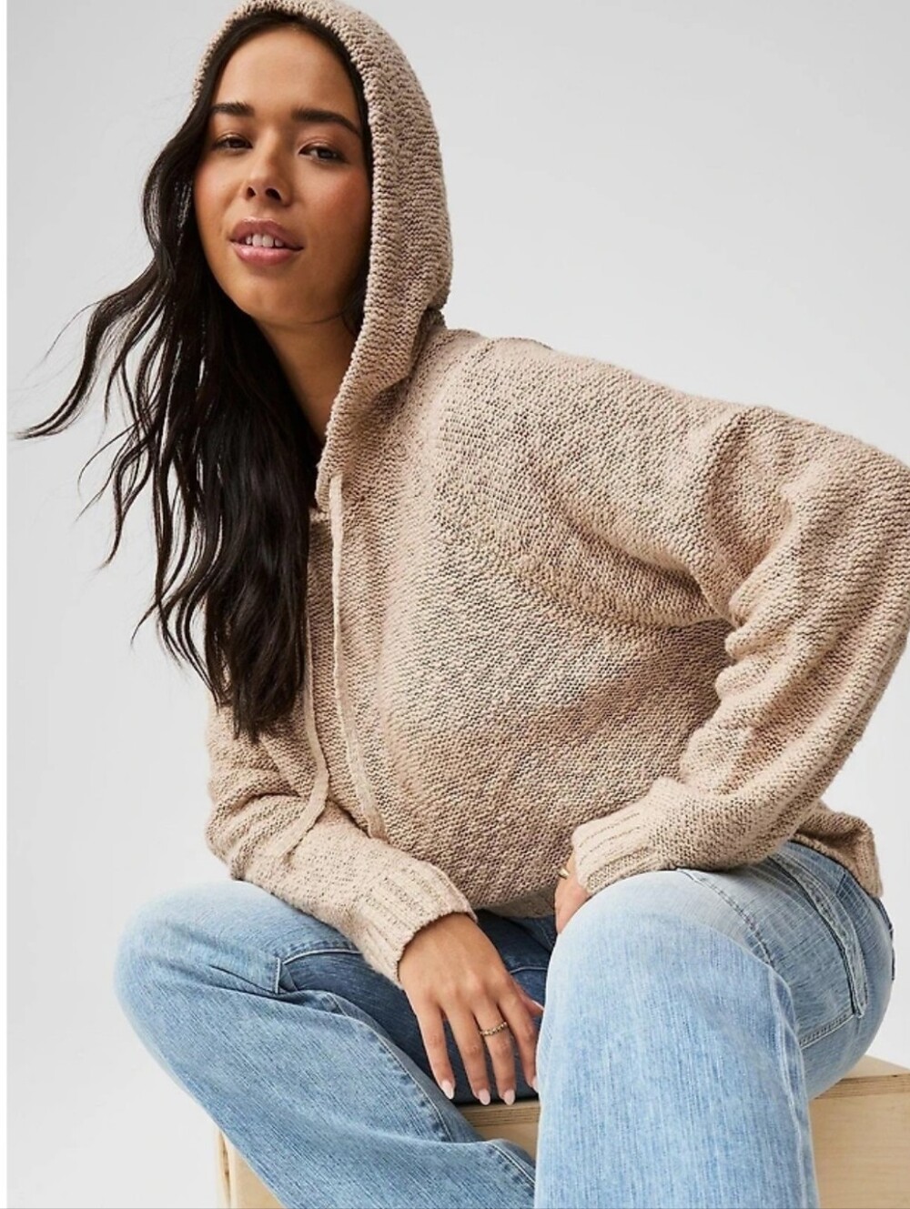 Torrid Textured Sweater Hoodie - Cream